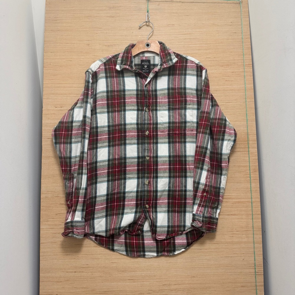 RedHead Mens Plaid Flannel Button Down Shirt Red‎ White Green Small 4559